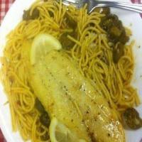 Grilled Lemon Catfish & Garlic Herb Pasta image