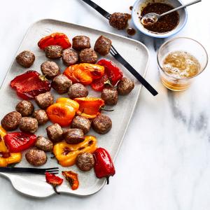 Air-Fried Bratwurst Bites with Spicy Beer Mustard image
