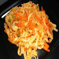 Rice Noodles With Tahini Sauce and Mixed Veggies image