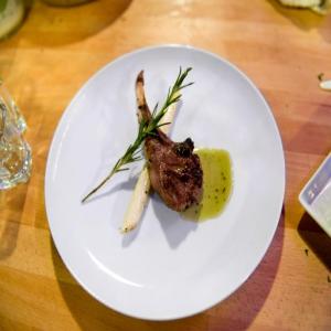 Broiled Lamb Chops with a Mint-Orange Liqueur Sauce and White Asparagus image