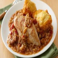 Chicken and Sausage Gumbo with Corn Dumplings_image