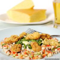 Cornmeal-Crusted Oyster and Black-Eyed Pea Salad with Jalapeno Dressing image