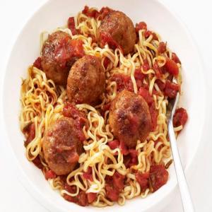 Pork Meatballs with Soy-Ginger Tomato Sauce and Ramen Noodles_image