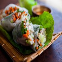 Spring Rolls With Carrots, Turnips, Rice Noodles and Herbs image