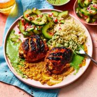 Tandoori-ish chicken with lime-pickled cucumber image