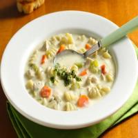 Creamy Chicken Noodle Soup with Pesto Drizzle_image
