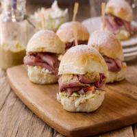 Corned Beef Sliders on Potato Rolls with Cabbage Slaw and Guinness Mustard Recipe - (4/5)_image
