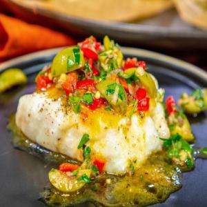 Grouper or Halibut Steamed in Parchment with Sour Orange Sauce and Martini Relish_image