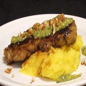 Chargrilled Sirloin With Mash and Salsa Verde_image