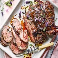 Butterflied leg of lamb with lavender, honey & claqueret_image