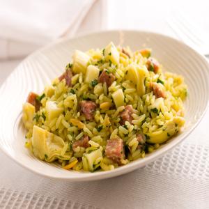 Rice Pilaf Salad With Salami, Artichokes and Provolone_image