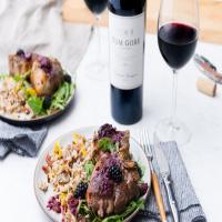 Lamb Chops with Blackberry Pan Sauce and Arugula image