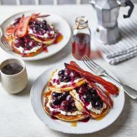Fluffy American pancakes with cherry-berry syrup_image