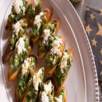 Beans and Greens Bruschetta with Broiled Goat Cheese image