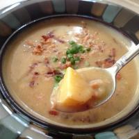 Roasted Garlic Potato Soup with Smoked Salmon image