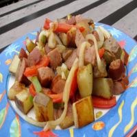 Kielbasa With Potatoes, Peppers & Onions image
