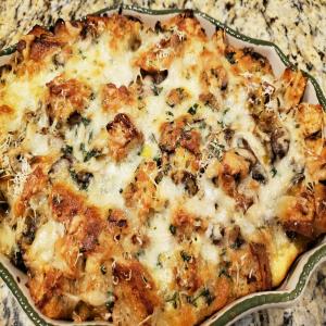 Savory Bread Pudding with Mushrooms and Leeks image