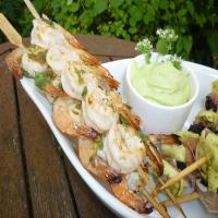 Grilled Cilantro-Lime Shrimp With Spicy Hass Avocado Puree image