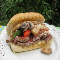 Steak, Mushrooms and Bell Pepper Sandwich_image