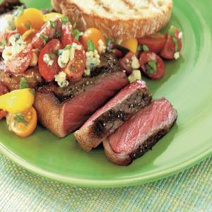 Strip Steaks With Tomato and Blue Cheese Vinaigrette image