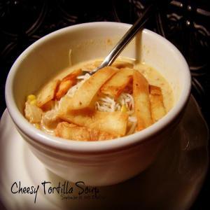 Cheesy Tortilla Soup with Fried Tortilla Strips image