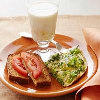 Broccoli Frittata with Tomato Toast and Banana Milk image
