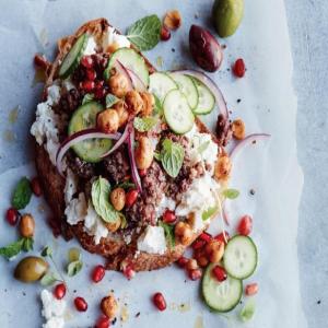 Greek Grilled Cheese with Ground Lamb, Feta and Mint_image