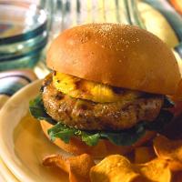 Honey Mustard-Mint Burgers with Grilled Pineapple_image