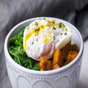 Poached Egg, Greens and Sweet Potato Bowl_image