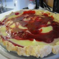 Lemon curd and raspberry swirl pie image