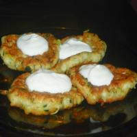 Zucchini Fritters With Sour Cream Sauce image