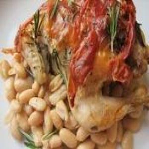 Cornish Game Hens with Prosciutto and Rosemary with White Beans_image