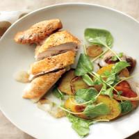 Quick Roasted Chicken with Potatoes, Onions, and Watercress image