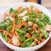 Lemon Herb Chicken Pasta with Green Peas, Snap Peas and Spinach image