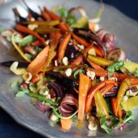 Roasted and Raw Carrot Salad with Hazelnuts and Arugula image