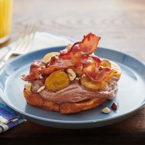 Hazelnut Spread Toast with Bacon and Bananas image