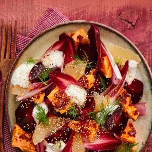 Harissa trout, beetroot & grapefruit salad with whipped feta_image