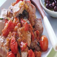 Seared Tuna with Tomatoes and Basil image