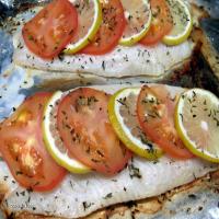 Elegant Baked Fish With Tomato and Lemon image