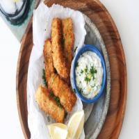 Crunchy Panko Fish Sticks with Quick Lemon-Herb Aioli image