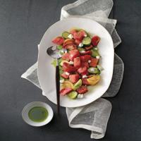 Watermelon and Tomato Salad with Basil Oil_image