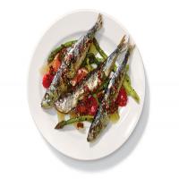 Grilled Sardines and Asparagus With Citrus, Chiles and Sesame image