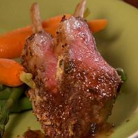 Crusted Rack of Lamb with Jus and Baby Carrot and Asparagus image