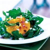 Arugula Salad With, Oranges, Pomegranate Seeds, and Goat Cheese_image