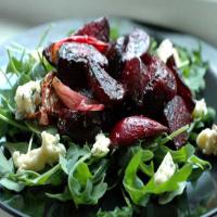 Warm Roasted Beet Salad With Spinach and Blue Cheese image