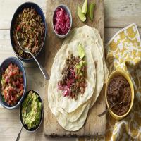 Homemade soft tacos with beef and black beans_image