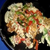 Cheese-Eggs with bacon and peppers image