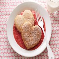 Heart-Shaped Whole-Wheat Pancakes with Strawberry Sauce image