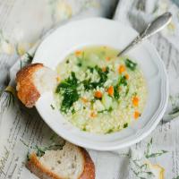 Vegetarian Chicken Orzo Soup image