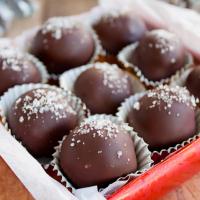 Salted Dark Chocolate Hazelnut Caramel Truffles image
